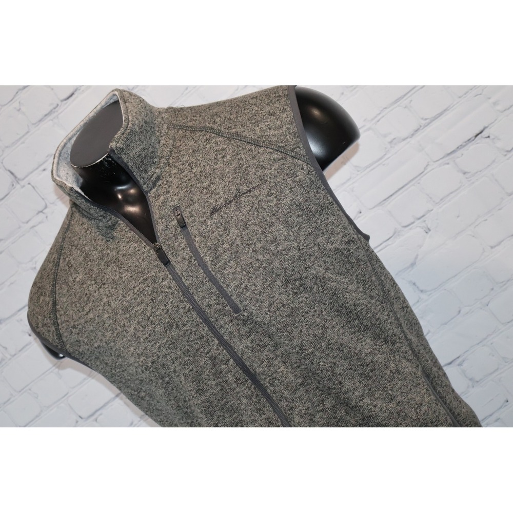 Eddie Bauer Vest Mens XL Gray Full Zip Sweater Fleece Sleeveless Jacket